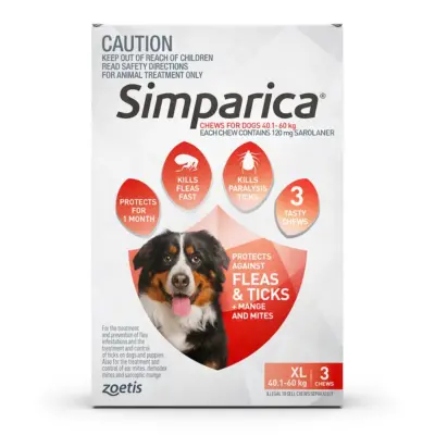 Simparica Red - For Extra Large Dogs (40.1-60kg) - 3 Pack
