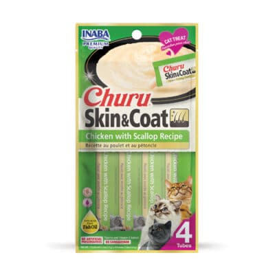Inaba Churu Skin and Coat Cat Treats - Chicken with Scallop Recipe