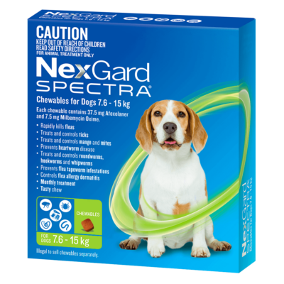 NexGard Spectra Medium Dog 7.6kg and 15kg (Green)