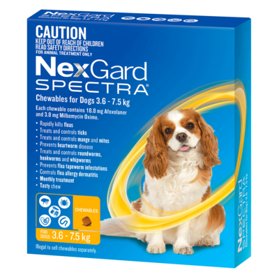 NexGard Spectra Small Dog 3.6 to 7.5kg (Yellow)