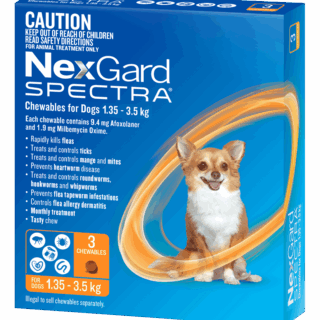 NexGard Spectra Very Small Dog  1.35kg - 3.5kg (Orange)