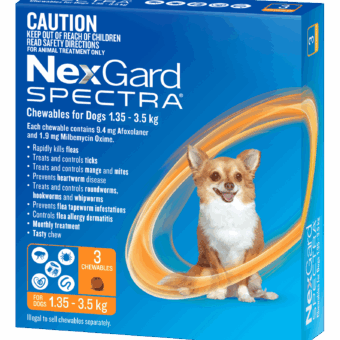 NexGard Spectra Very Small Dog  1.35kg - 3.5kg (Orange)