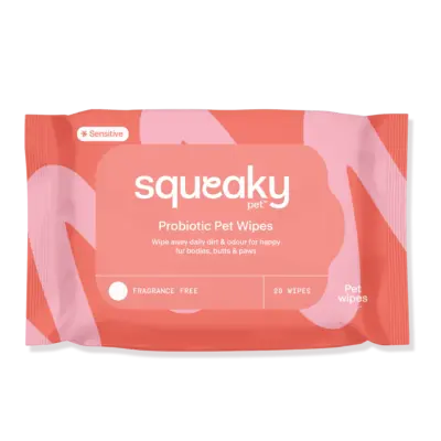 SQUEAKY PET PROBIOTIC PET WIPES FRAGRANCE FREE 20 WIPES