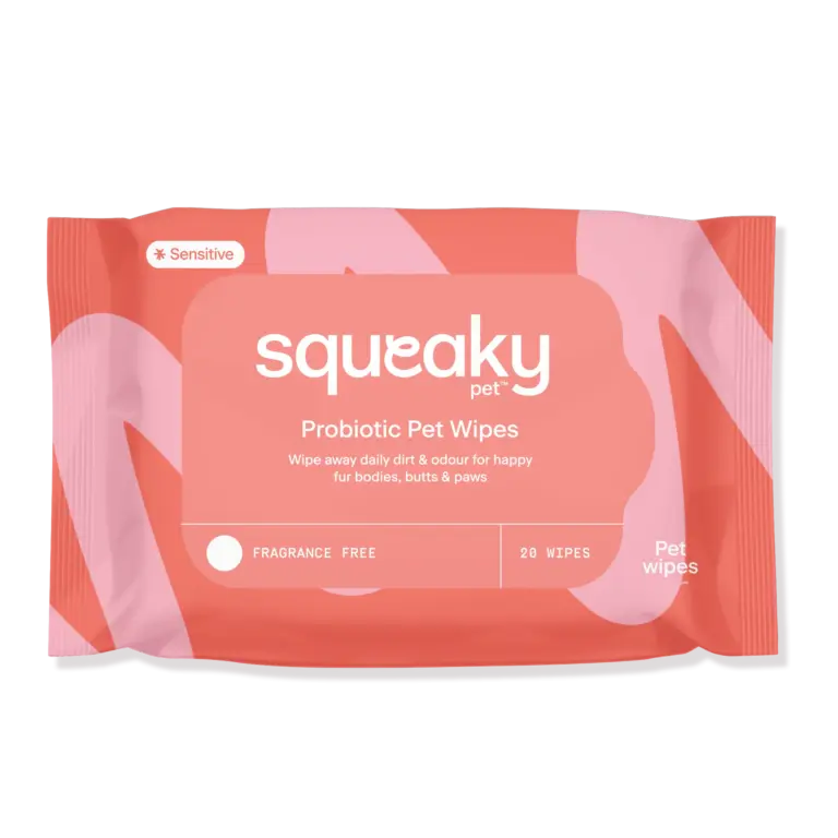 SQUEAKY PET PROBIOTIC PET WIPES FRAGRANCE FREE 20 WIPES