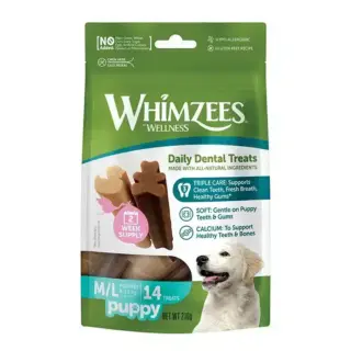 Whimzees Dental Treats For Puppies Medium & Large Breeds - 14 Pack