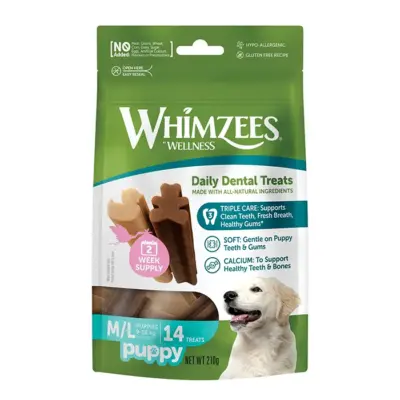 Whimzees Dental Treats For Puppies Medium & Large Breeds - 14 Pack